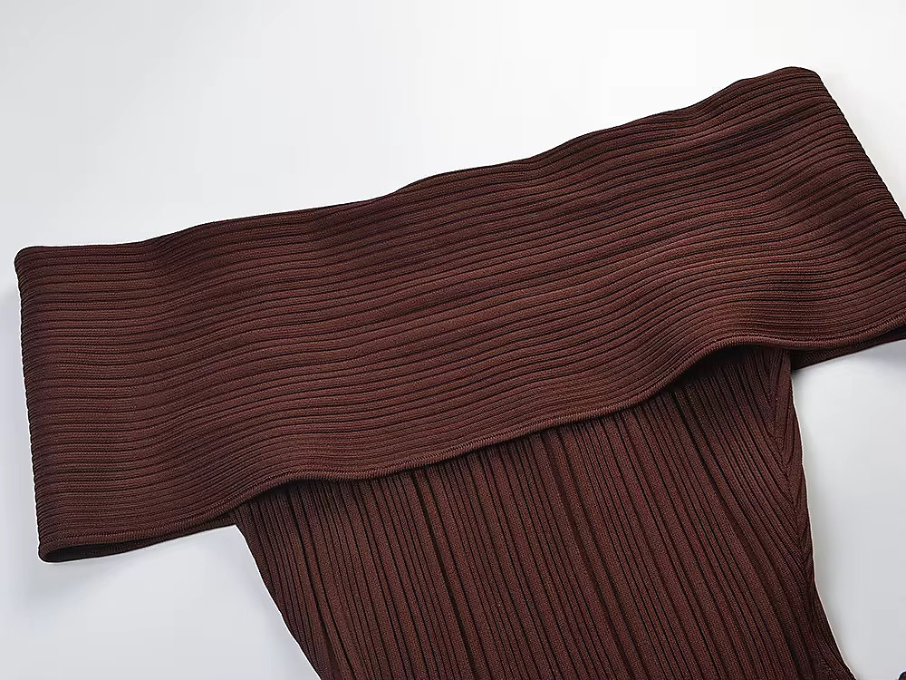 Brown off shoulder dress