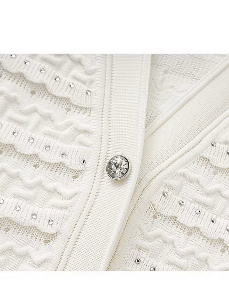 Cardigan dress white with Swarovski