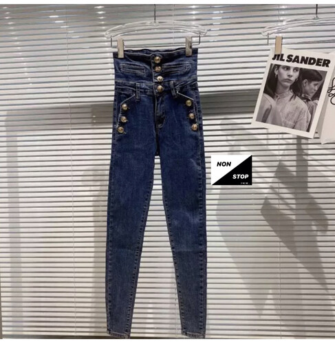 بنطلون جينز خصر رفيع