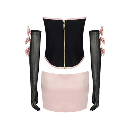 بدلة قطعتين توب كورسيه مع قفازات و تنوره