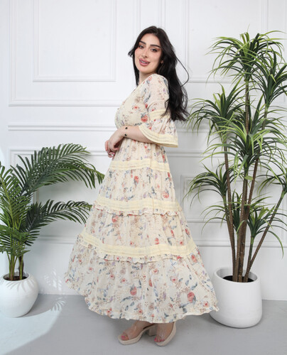 فستان شيفون اصفر