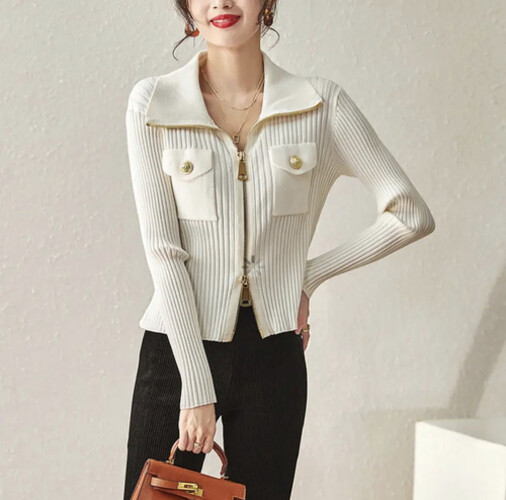 Knitting white blouse
