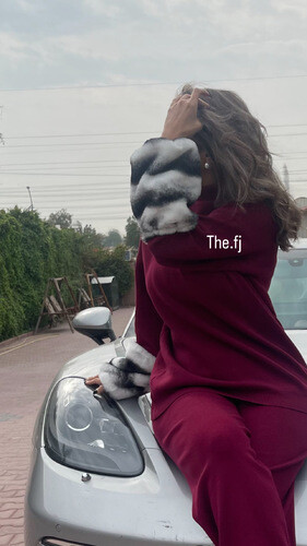 بدله قطعتين بلوزه مع فرو و بنطلون