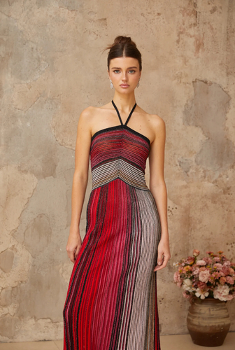 Missoni style dress red