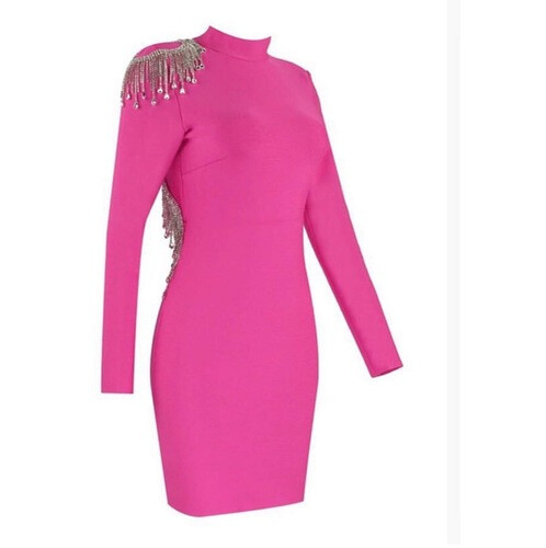 فستان استرج باندج وردي فوشيا مع سواروفسكي على الظهر