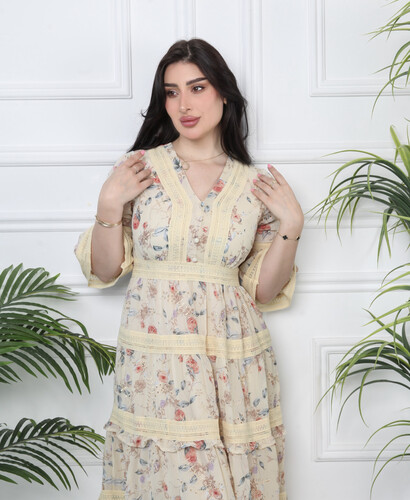 فستان شيفون اصفر