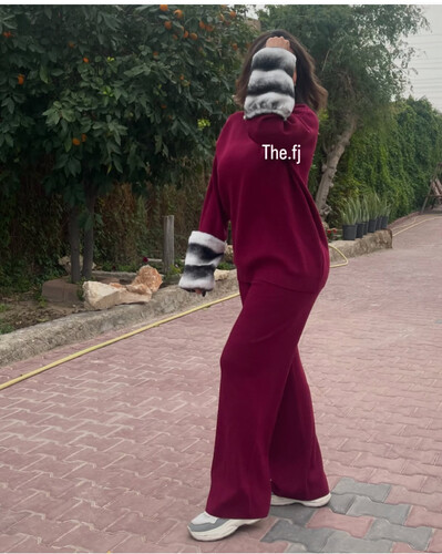 بدله قطعتين بلوزه مع فرو و بنطلون