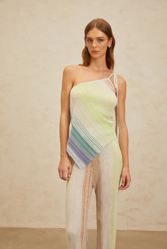 Set missoni style pant with top Green