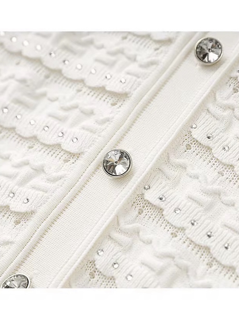 Cardigan dress white with Swarovski