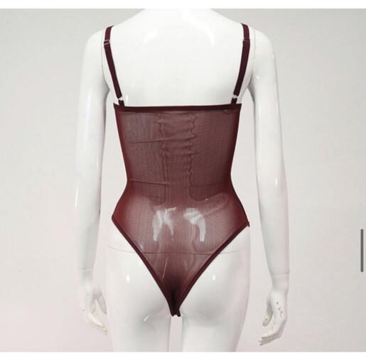 بودي سوت عنابي جلد مع شيفون