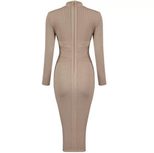 فستان ميدي باندج لون لحمي