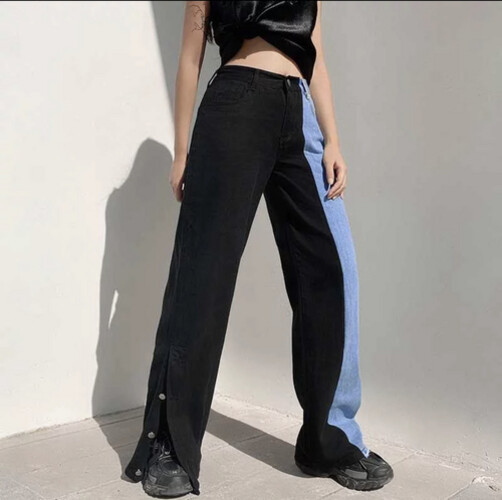 بنطلون اسود مع جينز