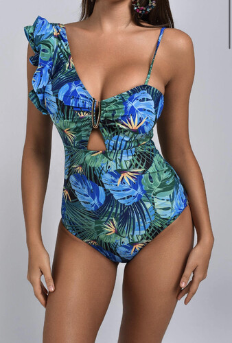 مايوه قطعه واحده ازرق و اخضر