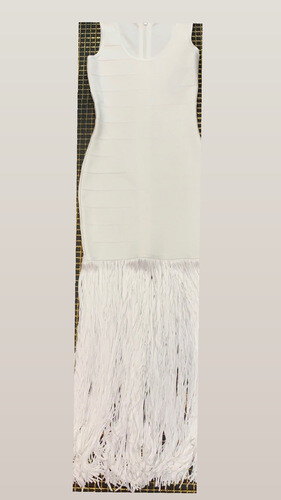 فستان ابيض ماكسي باندج