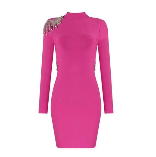 فستان استرج باندج وردي فوشيا مع سواروفسكي على الظهر