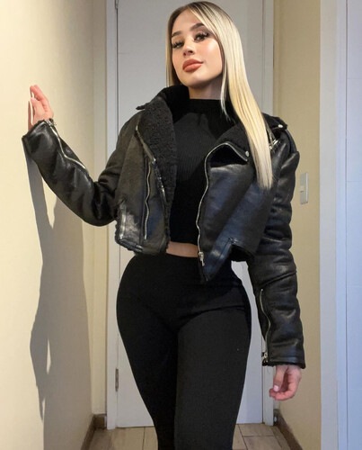 Stylish fur jacket black