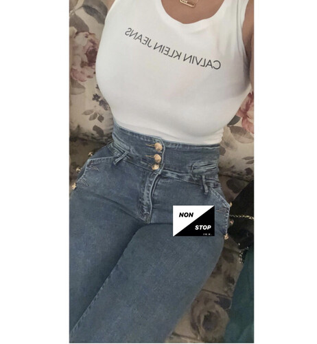 بنطلون جينز خصر رفيع