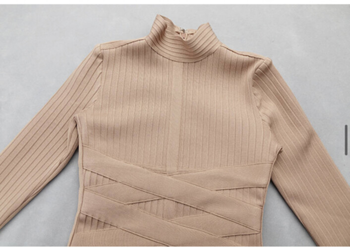 فستان ميدي باندج لون لحمي