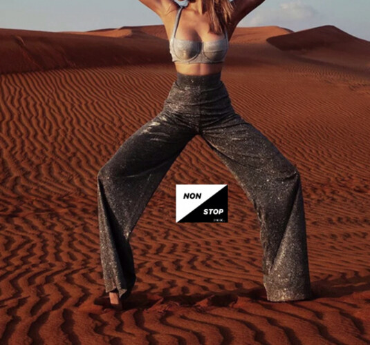 بنطلون فضي لامع خصر عالي