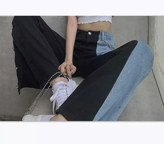 بنطلون اسود مع جينز