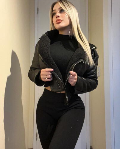 Stylish fur jacket black