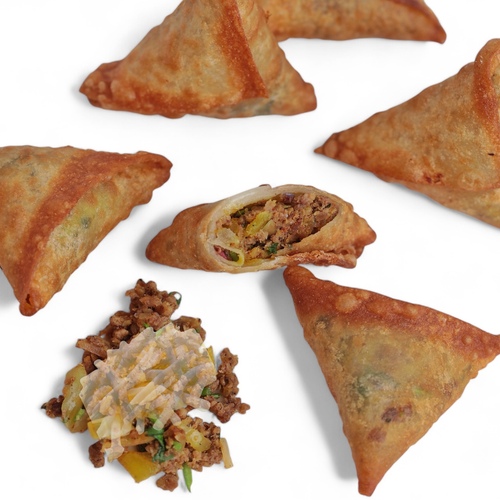 Meat and cheese samosas