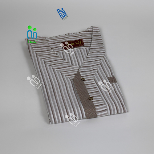 دشداشه النهار ولادي موديل سبعة N600 اللون مقلم بيج