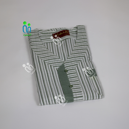 دشداشه النهار ولادي موديل سبعة N600 اللون مقلم زيتي