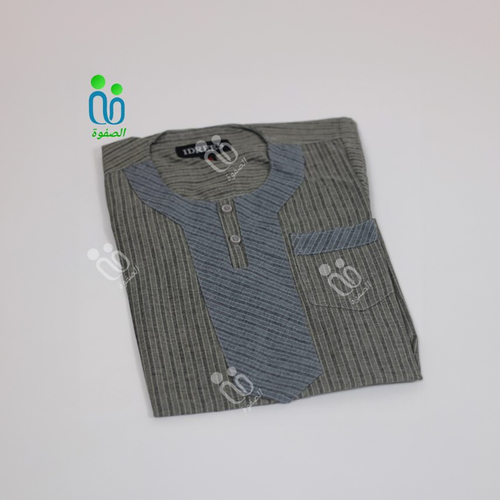 دشداشه اطفال بدون غوله مقاس 18-20-22-34 اللون زيتي ( نقشه ازرق )