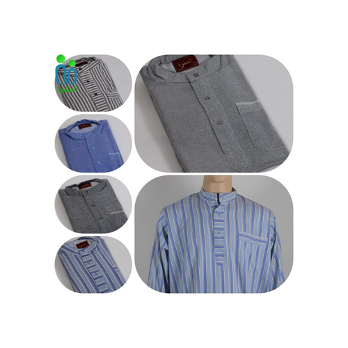 دشداشة الصفوة موديل غولة مرتفعة ( شتوي ) N 55 اللون بني مع رمادي