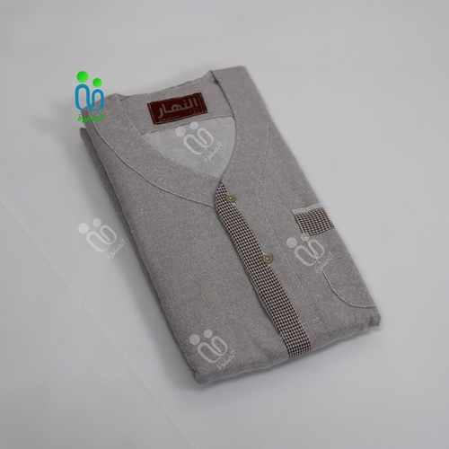 دشداشه النهار رجالي شتوي كم طويل N 51 غوله سبعه اللون بني