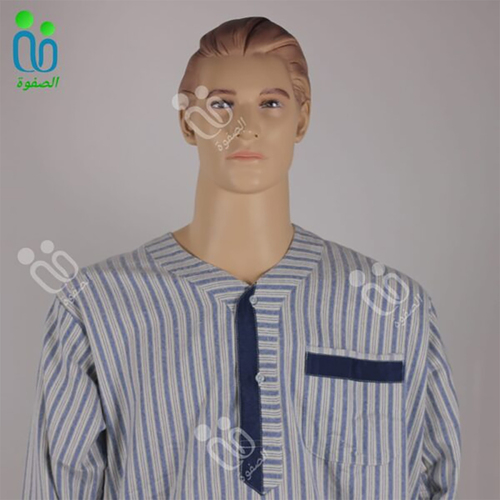 دشداشه النهار رجالي شتوي كم طويل N 51 غوله سبعه اللون ازرق