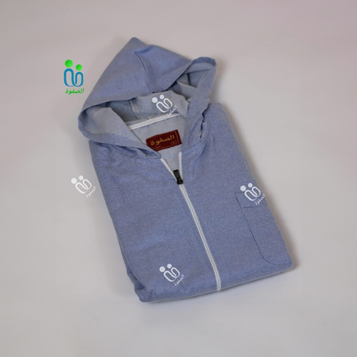 دشداشة الصفوة موديل مغربي مع كبوس شتوي ( سحاب ) N 61 اللون سماوي