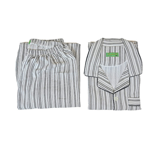 طقم النخبة ربيعي رجالي موديل سبعه اللون مقلم رمادي