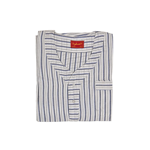 دشداشه الصفوه غولة سبعة اللون مقلم رمادي فاتح