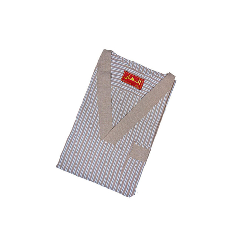 دشداشه النهار رجالي غولة سبعة كبيرة اللون مقلم بني N51.1