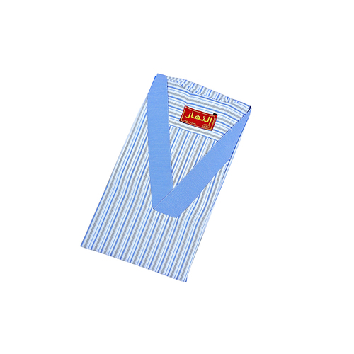 دشداشه النهار رجالي غولة سبعة كبيرة اللون مقلم ازرق N51.1