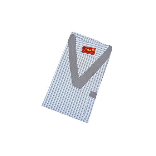 دشداشه النهار رجالي غولة سبعة كبيرة اللون مقلم رمادي N51.1