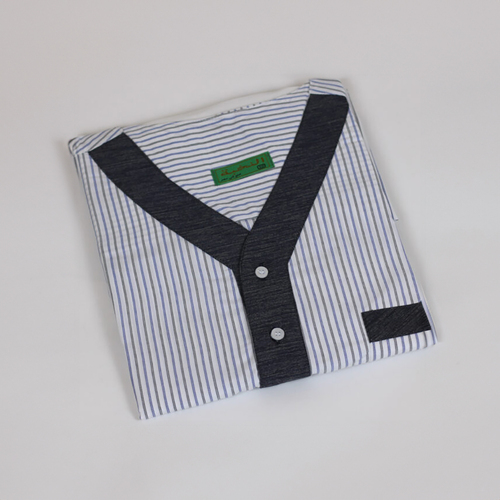 دشداشه النخبة غولة سبعة اسود مقلم ازرق خطين NK3