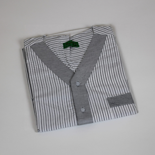 دشداشه النخبة غولة سبعة مقلم رمادي مع بني NK3