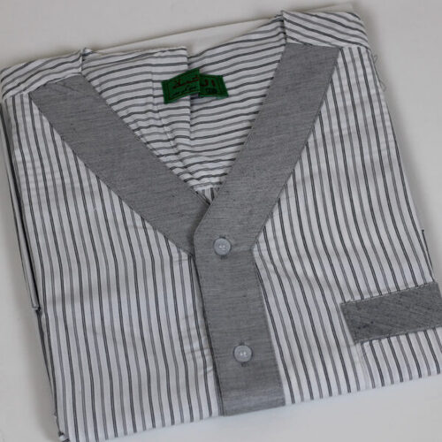 دشداشه النخبة غولة سبعة رمادي مقلم رمادي NK3