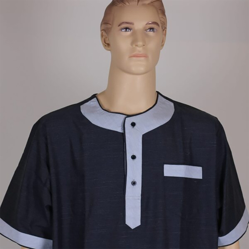 دشداشه النخبة غولة دائرة لون ابيض مع نقشه سماوي