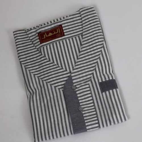 دشداشه النهار رجالي غولة سبعة اللون مقلم رمادي N2.1