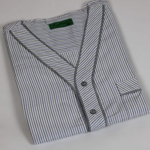 دشداشه النخبة غولة سبعة نقشه اللون مقلم ازرق مع رمادي