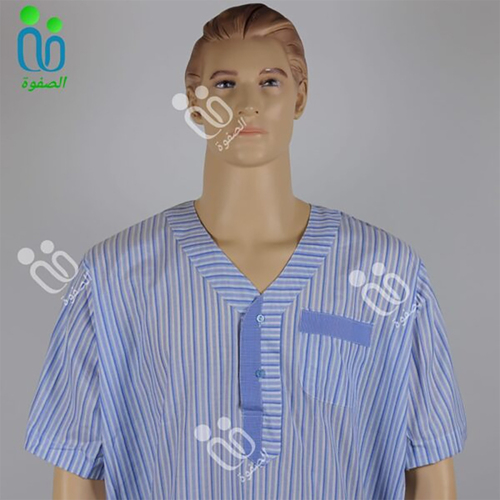 دشداشه النهار رجالي غولة سبعة اللون مقلم بني N2.1