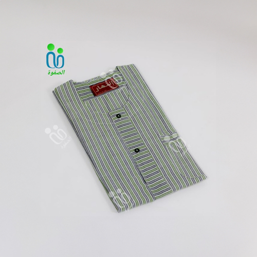 دشداشه النهار رجالي غولة دائرية اللون زيتي مع رمادي N3