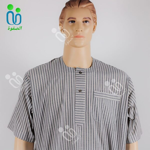 دشداشه النهار رجالي غولة دائرية اللون رمادي مع بني N3