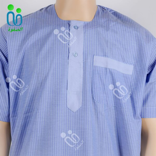 دشداشه النهار رجالي غولة دائرية مع نقشه اللون ازرق N4