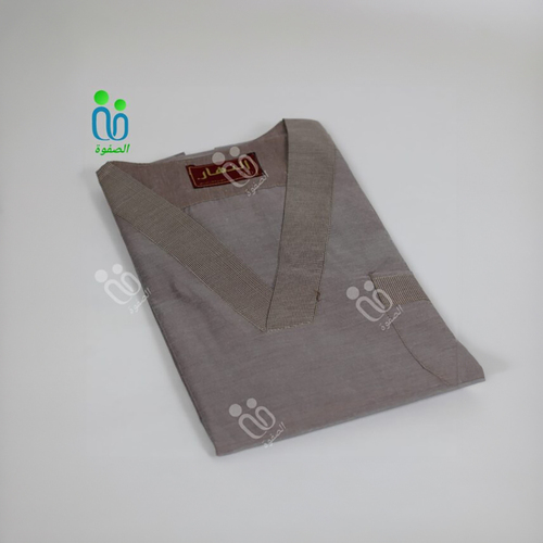 دشداشه النهار رجالي غولة سبعة كبيرة اللون بني ساده N51