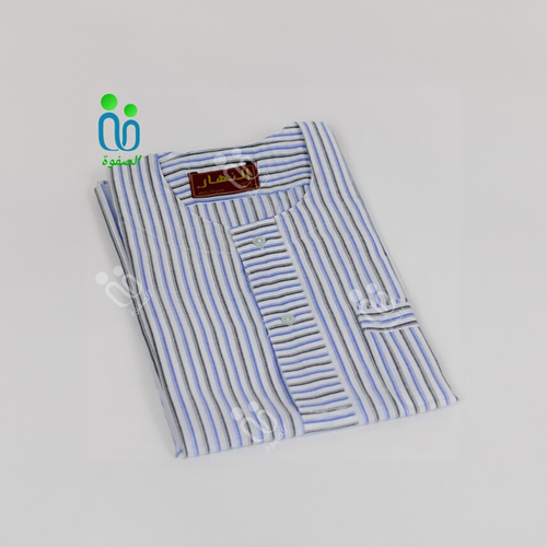 دشداشه النهار رجالي غولة دائرية اللون ازرق مقلم N31